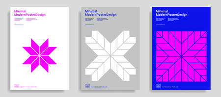Set of modern abstract design templates with simple geometric shapes. Trendy color background....