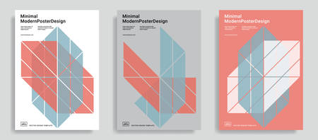 Set of modern abstract design templates with simple geometric shapes. Trendy color background. Applicable for covers, brochures, flyers, presentations, identity and banners. Vector illustration.のイラスト素材