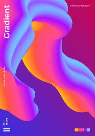 Trendy abstract design template with 3d flow shapes. Dynamic gradient composition. Applicable for covers, brochures, flyers, presentations, banners. Vector illustration. Eps10のイラスト素材