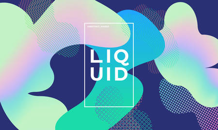 Trendy abstract design template with fluid and liquid shapes. Holographic gradient backgrounds. Applicable for covers, brochures, flyers, presentations, banners.のイラスト素材