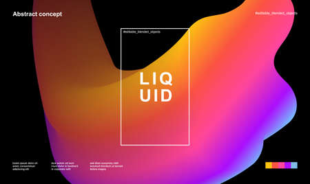 Trendy abstract design template with 3d flow shapes. Dynamic gradient composition. Applicable for landing pages, covers, brochures, flyers, presentations, banners.のイラスト素材
