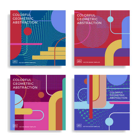 Set of trendy abstract design template with colourful geometric shapes. Applicable for covers, posters, brochures, flyers, presentations, banners. Vector illustration. Eps 10のイラスト素材