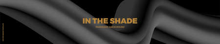 Panorama. Black and grey abstract background with 3d flow gradient shapes. Trendy horizontal design...