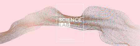 Panoramic science or technology background with dynamic particles. Trendy colourful design template....