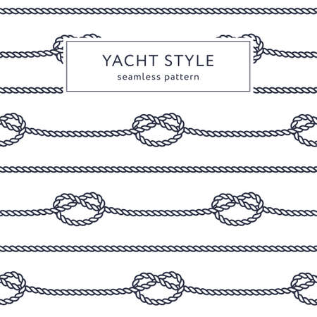 Nautical rope seamless pattern. Yacht style design. Vintage decorative background. Template for prints, wrapping paper, fabrics, covers, flyers, banners, posters and placards. Vector illustration.のイラスト素材