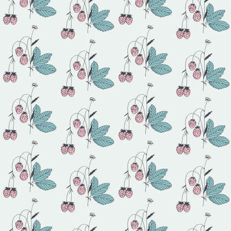Hand drawn seamless pattern with wild berries