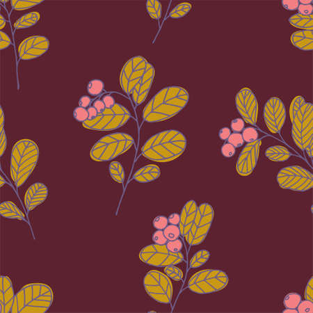 Hand drawn seamless pattern with wild berriesのイラスト素材