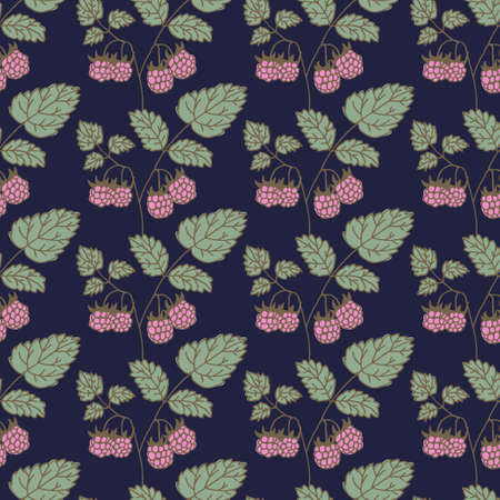 Hand drawn seamless pattern with wild berries