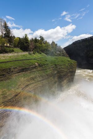 rainbow at riverの写真素材