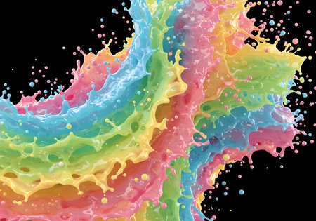 Vibrant paint splash forming an abstract colorful wave.
