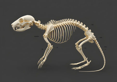 3D model of a rat skeleton labeled for study purposes.の写真素材