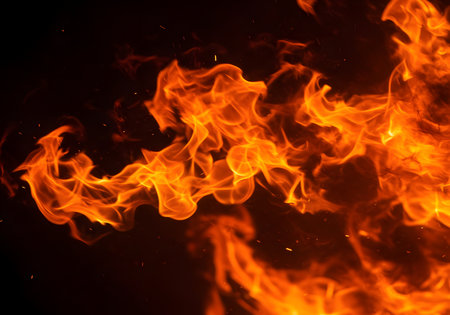 Detailed fire showing energy and motionの写真素材