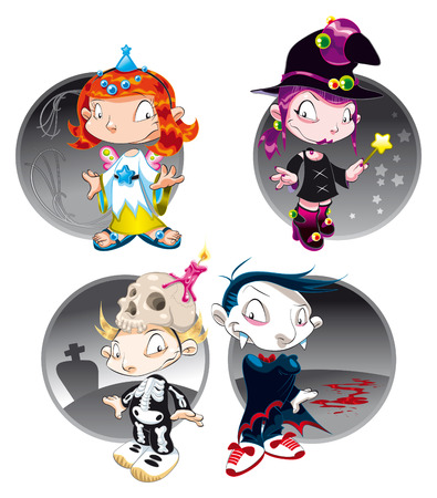 Halloween Characters, vector and cartoon illustrationのイラスト素材