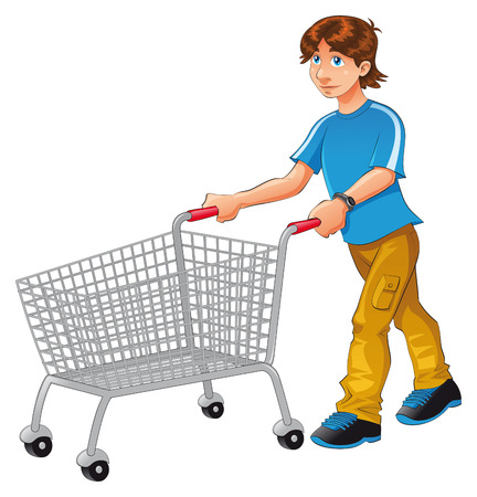 Shopping trolley, vector and cartoon characterのイラスト素材