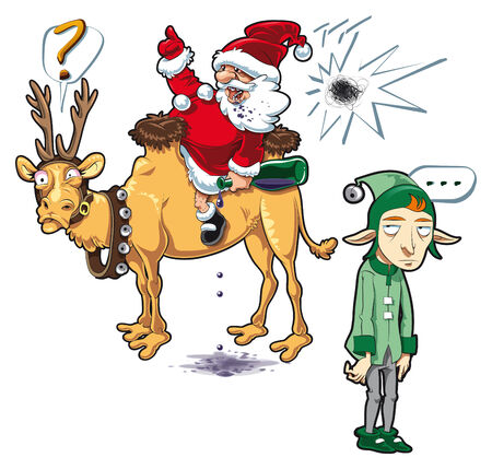 strange Christmas, cartoon and vector sceneのイラスト素材