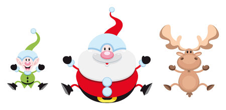 Christmas cartoon characters. Vector illustrationのイラスト素材