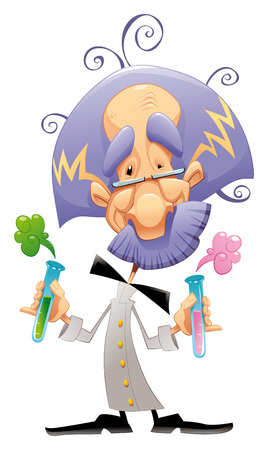 Mad scientist. Funny cartoon character.のイラスト素材