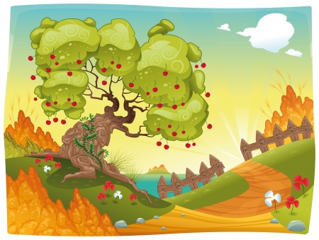 Bucolic landscape on the sea.のイラスト素材