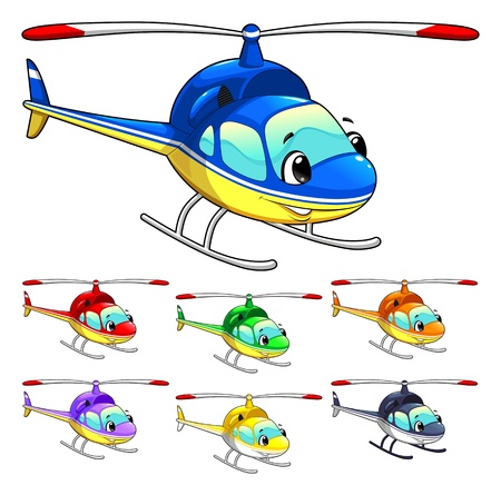 Funny helicopter. Cartoon and vector isolated character.のイラスト素材