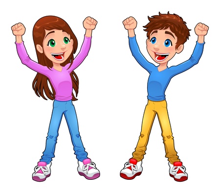 Enthusiast boy and girl. Cartoon and vector isolated characterのイラスト素材