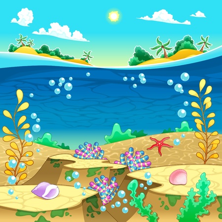 Under the sea  Vector and cartoon illustration のイラスト素材