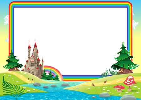 Funny card with empty space for text. Vector illustration, A3-A4-A5 sizes, proportioned.のイラスト素材