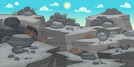 Landscapes with rocks. Cartoon and vector illustration.のイラスト素材