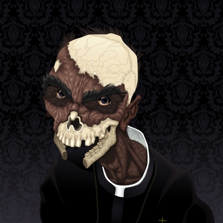 Zombie portrait. Horror and vector illustrationのイラスト素材