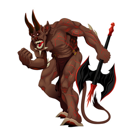 Angry demon. Cartoon vector isolated character. のイラスト素材