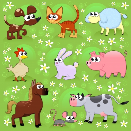 Farm animals. Funny cartoon and vector isolated characters.のイラスト素材