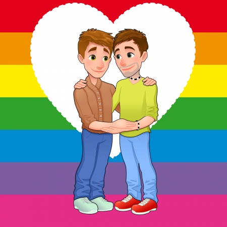 Born this way. Young men loving each other. Vector illustration.のイラスト素材