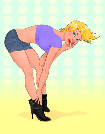 Beautiful woman. Vector cartoon illustration.のイラスト素材