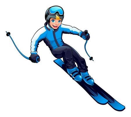 Young skier. Vector cartoon isolated character.のイラスト素材