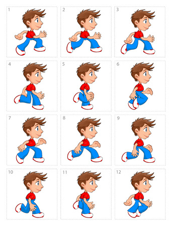 Animation of running boy, twelve framesのイラスト素材