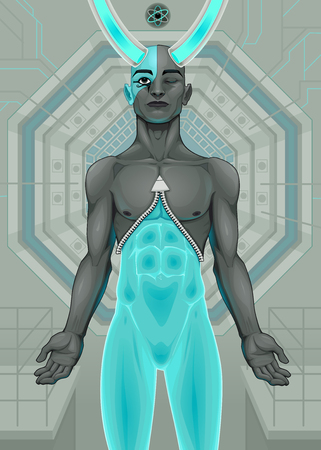 Opening the gate. Vector cartoon illustrationのイラスト素材