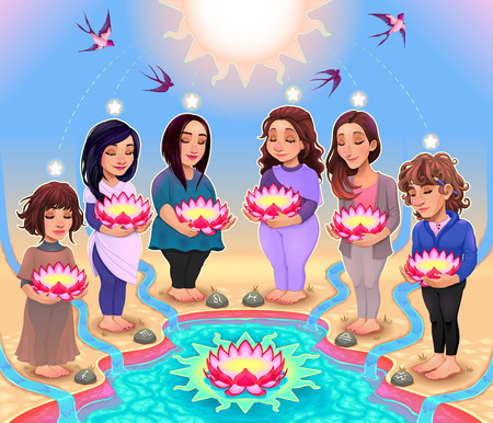 Anyone say I is Me. Vector conceptual illustration, the lotus symbolize the consciousness.のイラスト素材