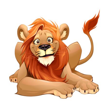 Happy Lion smiling. Vector isolated characterのイラスト素材