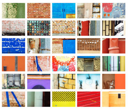 many different details and textures from various facades and walls