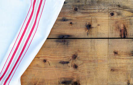 tablecloth textile on wooden backgroundの写真素材