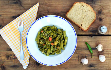 plate of green beans, healthy food mealの写真素材