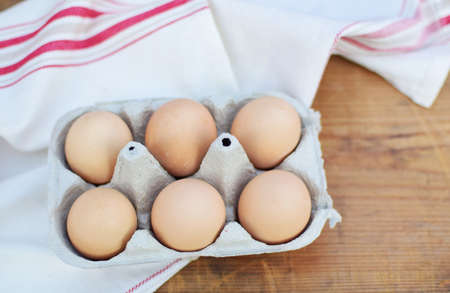 chicken eggs in carton egg box