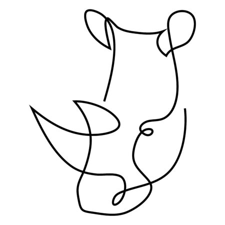 One line silhouette design of rhino. Hand drawn minimalistic style. Vector illustrationのイラスト素材