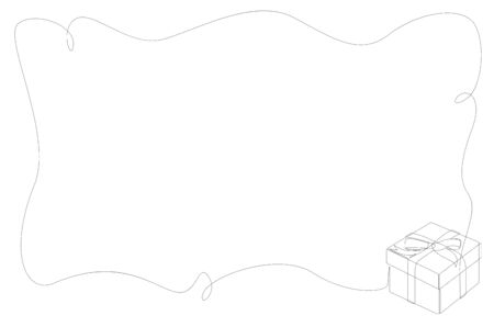 Continuous line drawing of gift box with ribbon bow. Template for your design works. Vector illustration.のイラスト素材