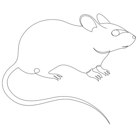 Continuous One Line Drawing Of Rat Or Mouse Vector Royalty Free Vector Graphics