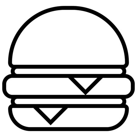 Black outlined symbol of a hamburger, isolated on white background.のイラスト素材