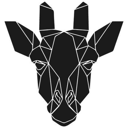 The black geometric head of giraffe. Polygonal abstract animal of Africa. Vector illustration.のイラスト素材