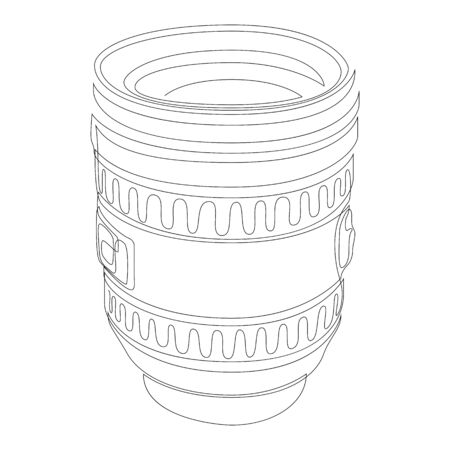One single line drawing of slr or dslr lens. Photography equipment concept continuous line draw design illustration. Vectorのイラスト素材