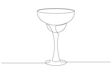 Vector illustration of glass with margarita cocktail in one line style. The element is isolated on a white background.のイラスト素材
