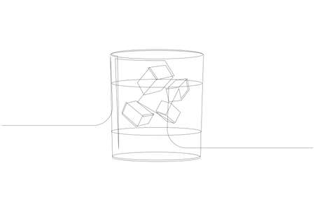 White russian drink one line illustration. Trendy modern linear white russian drink on white background. Outline vector.のイラスト素材