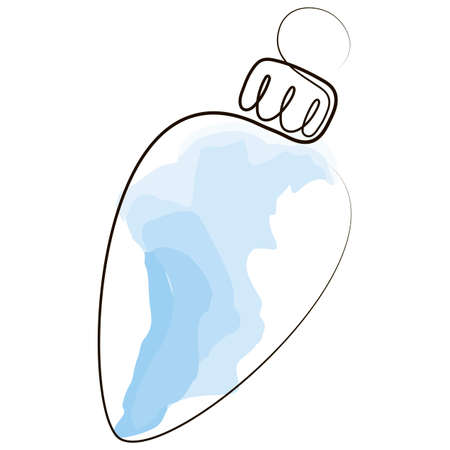 Christmas ball drawn with single continuous line. Vector illustrationのイラスト素材